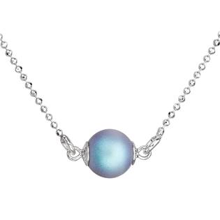 Stříbrný náhrdelník se světlemodrou matnou perlou 