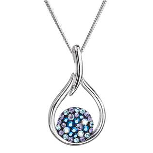 Stříbrný náhrdelník se Swarovski krystaly kapka, Blue Style
