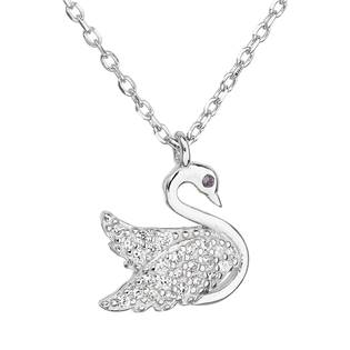Stříbrný náhrdelník se zirkonem bílá labuť 