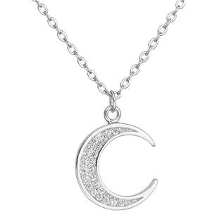 Stříbrný náhrdelník se zirkonem bílý půlměsíc 