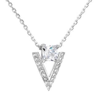 Stříbrný náhrdelník se zirkonem bílý trojúhelník