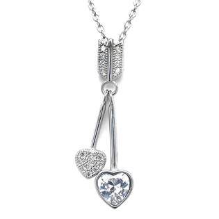 Stříbrný náhrdelník se zirkony dvě srdce