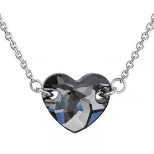 Stříbrný náhrdelník srdce Crystals from Swarovski® Silver Night