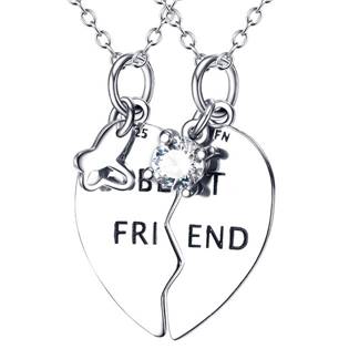 Stříbrný náhrdelník srdce půlené "BEST FRIENDS"
