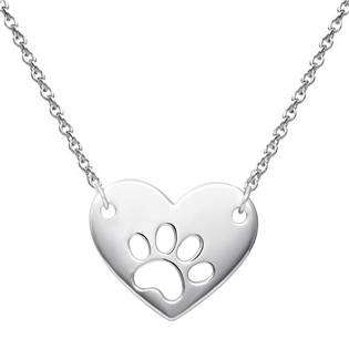 Stříbrný náhrdelník srdce s tlapkou