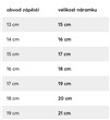 tabulka velikostí náramků