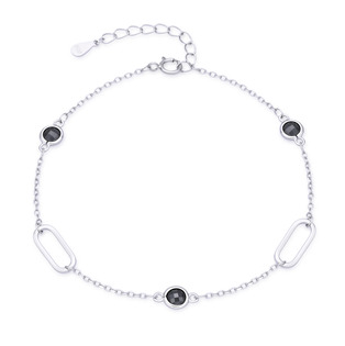 Stříbrný náramek s oválky a černými kameny