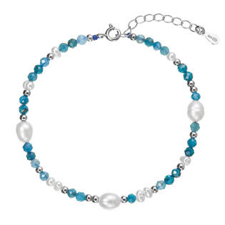 Stříbrný náramek s perlami a apatity