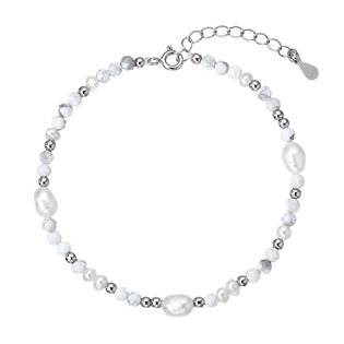Stříbrný náramek s perlami a howlity