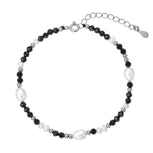 Stříbrný náramek s perlami a spinely