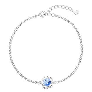 Stříbrný náramek s tyrkysovým kamenem Crystals from Swarovski® Light Sapphire