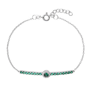 Stříbrný náramek se zelenými zirkony