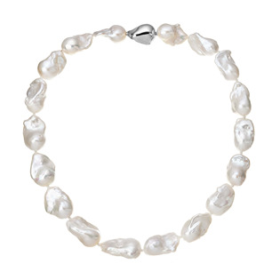 Stříbrný perlový náhrdelník baroko