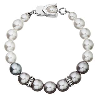 Stříbrný perlový náramek bílo-šedý 