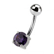 Stříbrný piercing do pupíku kulatý zirkon