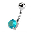 Stříbrný piercing do pupíku kulatý zirkon