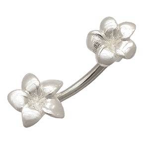 Stříbrný piercing do pupíku - květy