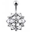 Stříbrný piercing do pupíku - kytička