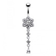 stříbrný piercing do pupíku