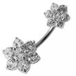 Stříbrný piercing do pupíku - kytičky