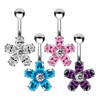 Stříbrný piercing do pupíku