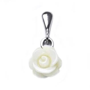 Stříbrný přívěšek - růže bílý korál 
