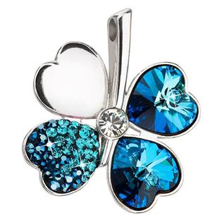 Stříbrný přívěšek čtyřlístek s krystaly Crystals from Swarovski® Bermuda Blue