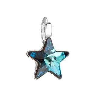 Stříbrný přívěšek hvězda s kamenem Crystals from Swarovski® Bermuda Blue