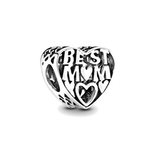 Stříbrný přívěšek korálek srdíčko "Best MOM"