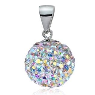 Stříbrný přívěšek koule 10 mm s krystaly Crystals from Swarovski®, Crystal AB