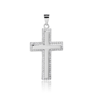 Stříbrný přívěšek křížek se zirkony