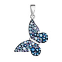 Stříbrný přívěšek motýlek s krystaly Crystals from Swarovski® Blue style