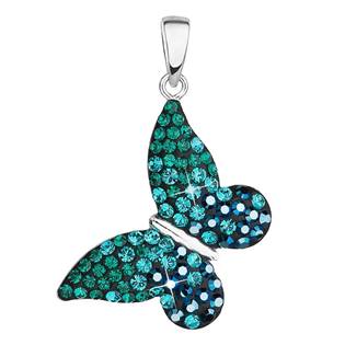 Stříbrný přívěšek motýlek s krystaly Crystals from Swarovski® Magic Green