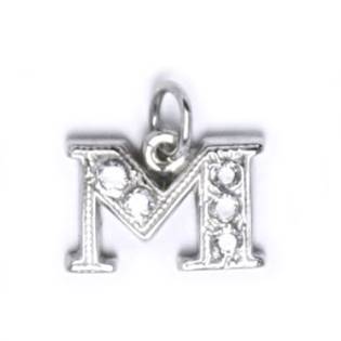 Stříbrný přívěšek písmeno se zirkony - iniciála M