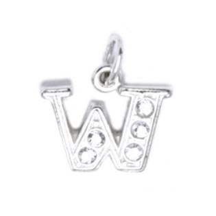 Stříbrný přívěšek písmeno se zirkony - iniciála W