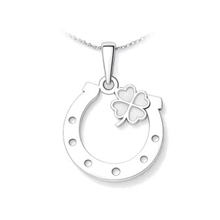 Stříbrný přívěsek podkova se čtyřlístkem