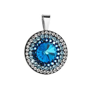 Stříbrný přívěšek rivoli s kamínky Crystals from Swarovski® Blue
