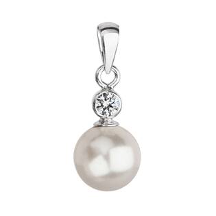 Stříbrný přívěšek s bílou perlou Crystals from Swarovski®