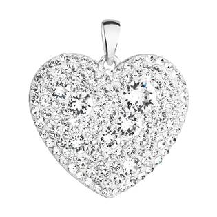 Stříbrný přívěsek s krystaly Swarovski bílé srdce 