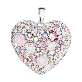 Stříbrný přívěsek s krystaly Swarovski mix barev srdce  magic rose