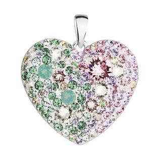Stříbrný přívěsek s krystaly Swarovski mix barev srdce  sakura