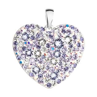 Stříbrný přívěsek s krystaly Swarovski mix barev srdce  violet