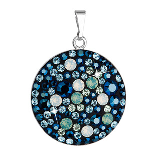 Stříbrný přívěsek s krystaly Swarovski modrý kulatý