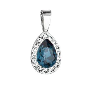 Stříbrný přívěsek s krystaly Swarovski slza, Montana Blue