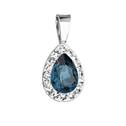 Stříbrný přívěsek s krystaly Swarovski slza, Montana Blue