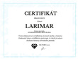 certifikát LARIMAR strana 1