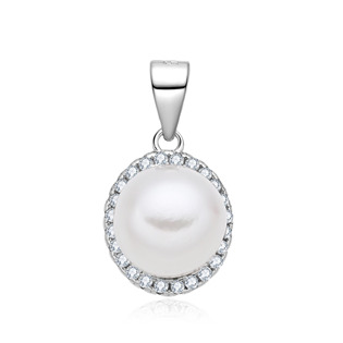 Stříbrný přívěsek s perlou a zirkony