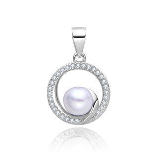 Stříbrný přívěsek s perlou a zirkony