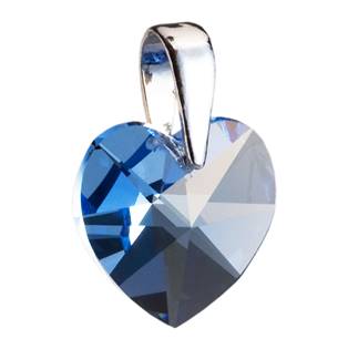 Stříbrný přívěšek srdce Crystals from Swarovski® Aquamarine