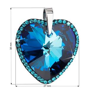 Stříbrný přívěšek srdce Crystals from Swarovski® Bermuda Blue